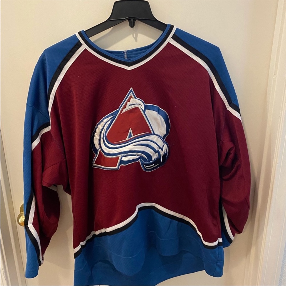 Retro CCM Colorado Avalanche away jersey. The most recent Stanley Cup Champions